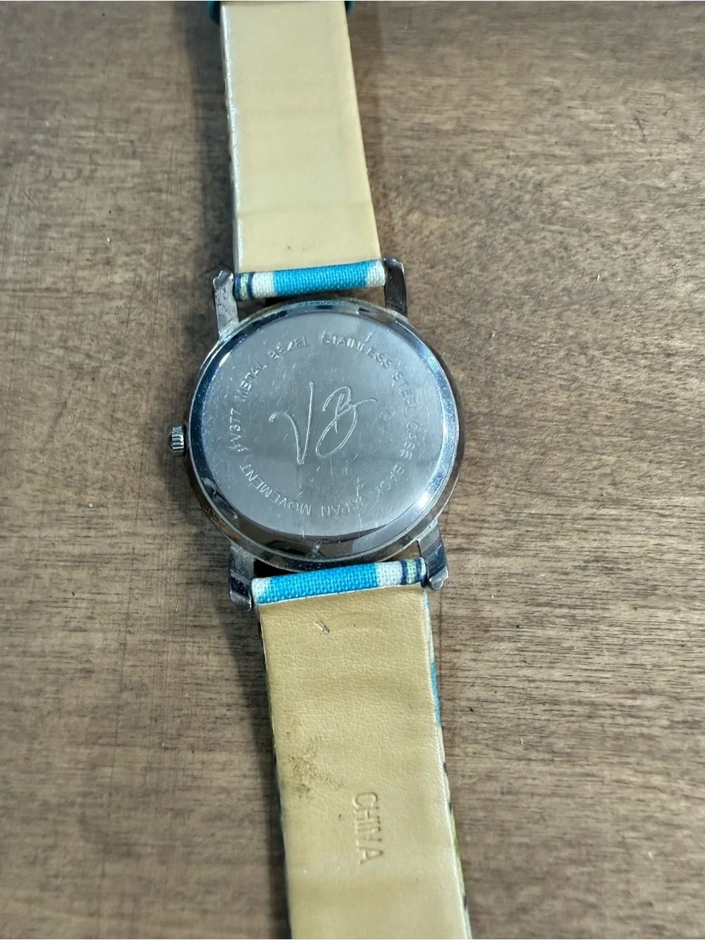 Retired Vera Bradley Floral Fabric Strap Quartz Watch Blue Green Women’s